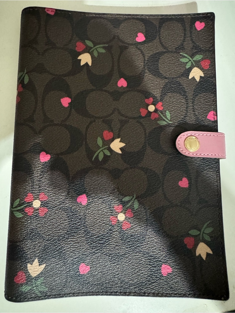 Coach leather notebook floral signature canvas